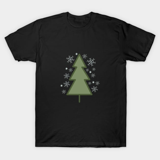 Snowflakes Christmas Tree T-Shirt by novaya